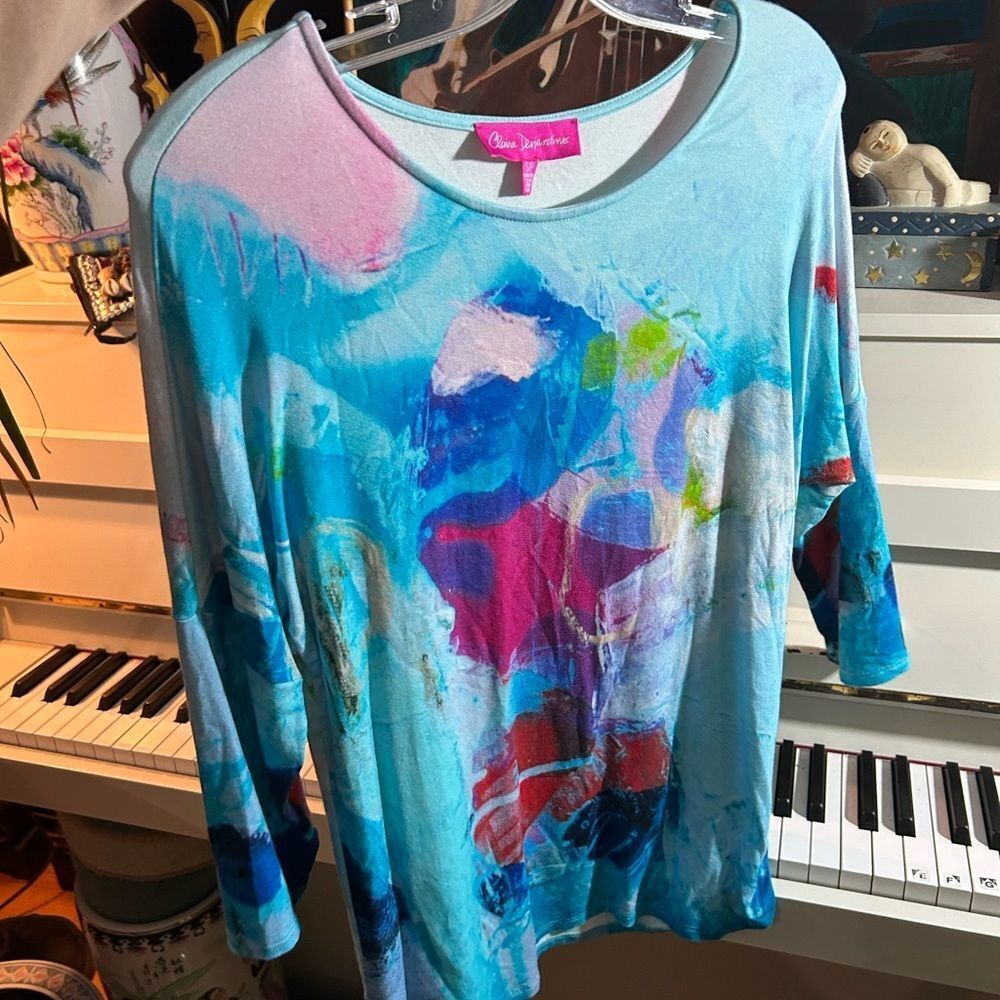 Claire Desjardins Colorful Abstract Women's Blouse Size S - Picture 3 of 15